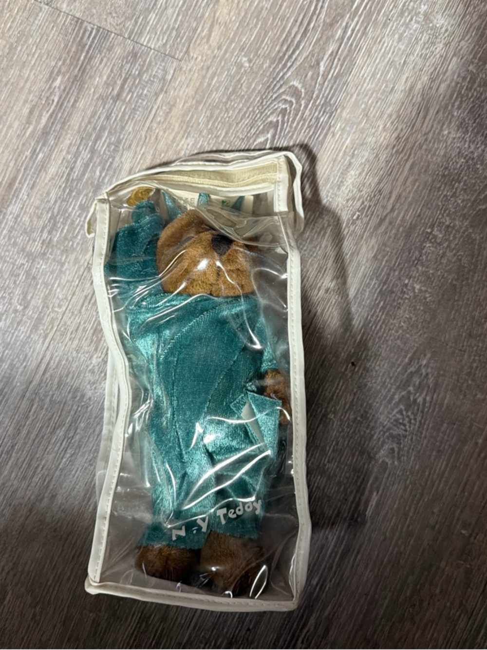 Plush Teal Teddy Bear in Cozy Outfit -
